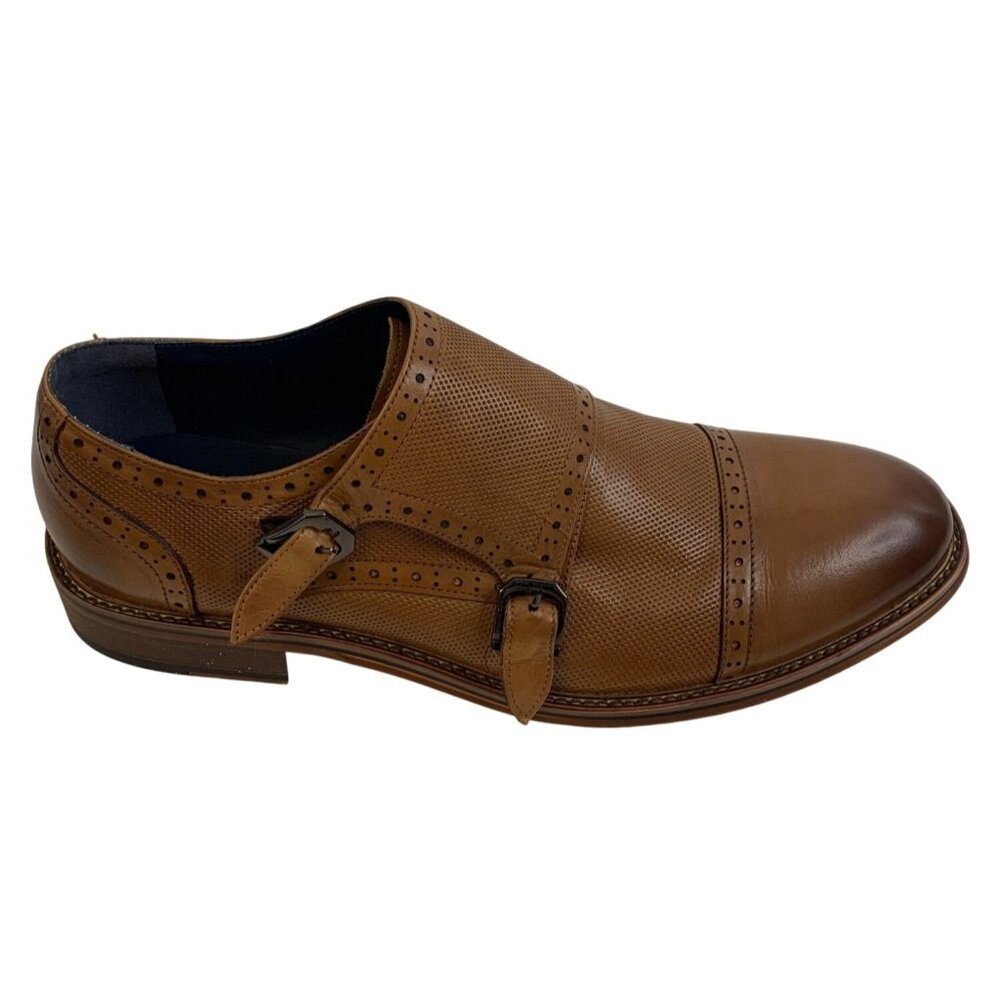 Mens Vintage Foundry Co Mens Tan Leather Double Monk Strap Dress Shoes 10.5